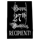 27e verjaardag: Fancy, elegant script + aangepaste Medium Cadeauzakje (Achterkant)