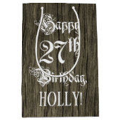 27e verjaardag: Fancy, Faux Wood Kijk + Aangepaste Medium Cadeauzakje (Voorkant)