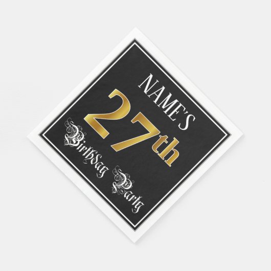 27e verjaardag — Fancy script, Faux Gold look Servet (Hoek)