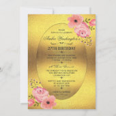 27e verjaardag Faux Gold Foil Waterverf Flowers Kaart (Achterkant)