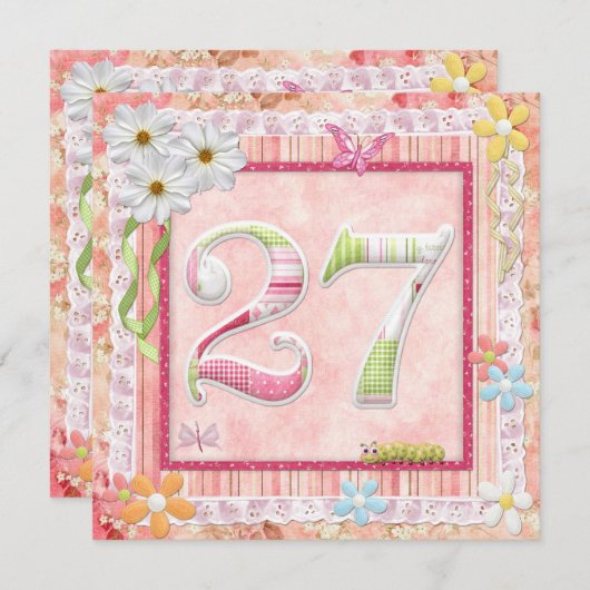 27e verjaardag feest scrapbooking stijl kaart (Voorkant / Achterkant)
