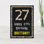27e verjaardag: Floral Flowers Number, Custom Name Kaart (Voorkant)
