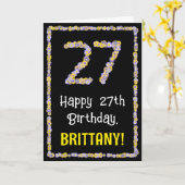 27e verjaardag: Floral Flowers Number, Custom Name Kaart (Gele Bloem)