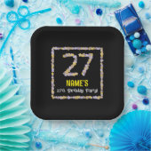 27e verjaardag: Floral Flowers Number, Custom Name Papieren Bordje (Feest)
