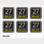 27e verjaardag: Floral Flowers Number, Custom Name Vierkante Sticker (Vel)