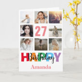 27e verjaardag Fotocollage modern roze Kaart (Gele Bloem)