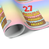 27e verjaardag: Fun Cake and Candles + Custom Name Cadeaupapier (Rol Hoek)