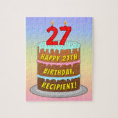 27e verjaardag: Fun Cake and Candles + Custom Name Legpuzzel (Verticaal)