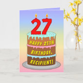 27e verjaardag — Fun Cake & Candles, w/ Eigen naam Kaart (Gele Bloem)