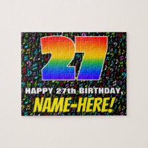 27e verjaardag — Fun, Colorful Music Symbols & "27