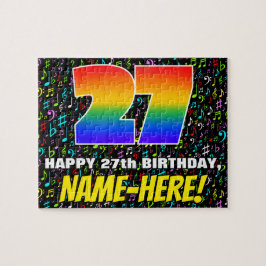 27e verjaardag — Fun, Colorful Music Symbols & "27 Legpuzzel
