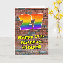 27e verjaardag: Fun Graffiti-geïnspireerde regenbo Kaart