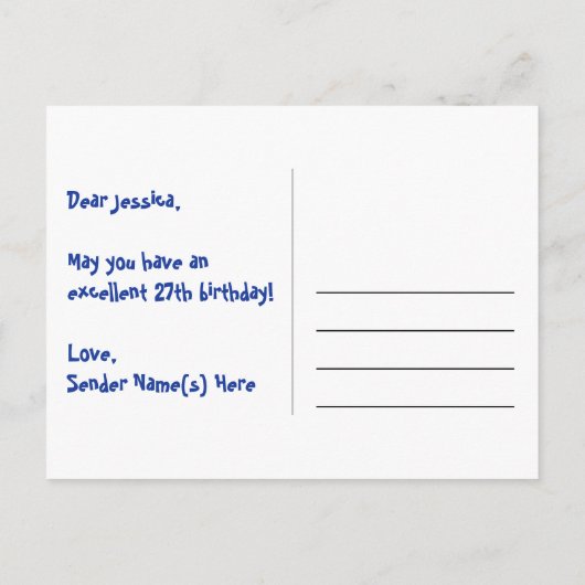 27e verjaardag: Fun Hearts Pattern, Rainbow 27 Briefkaart (Achterkant)