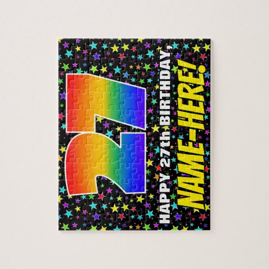 27e verjaardag — Fun, kleurrijk Star Field Pattern Legpuzzel (Verticaal)