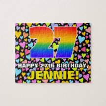 27e verjaardag — Fun, liefhebbende hartvormen + "2