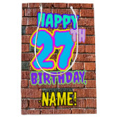 27e verjaardag: Fun, Urban Graffiti geïnspireerd K Medium Cadeauzakje (Voorkant)