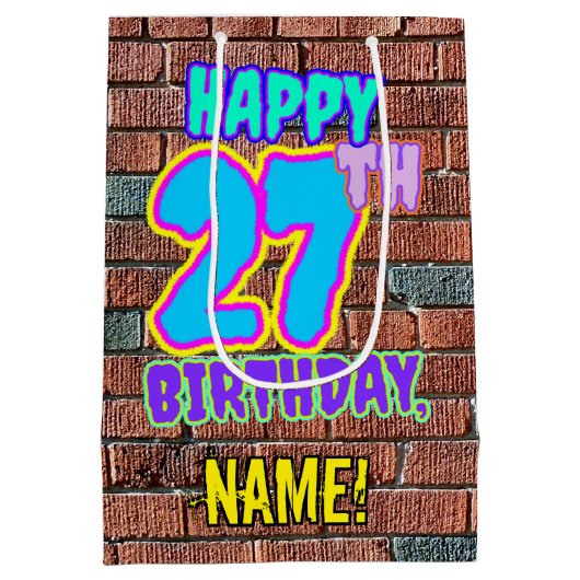 27e verjaardag: Fun, Urban Graffiti geïnspireerd K Medium Cadeauzakje (Achterkant)