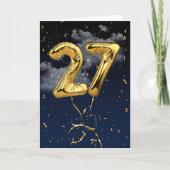 27e verjaardag Gold Mylar ballon en Confetti Card Kaart (Voorkant)