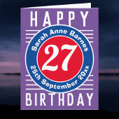 27e verjaardag Kaart met naam van de ontvanger