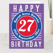 27e verjaardag Kaart met naam van de ontvanger (Voorkant)