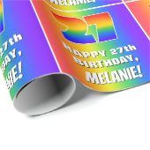 27e verjaardag: kleurrijk, vun regenboogpatroon # cadeaupapier (Rol Hoek)