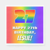 27e verjaardag: kleurrijk, vun regenboogpatroon # servet (Voorkant)