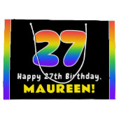 27e verjaardag: kleurrijke regenboog # 27, Naam va Groot Cadeauzakje (Achterkant)
