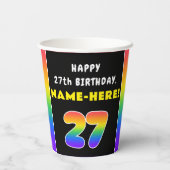 27e verjaardag: kleurrijke regenboog # 27, Naam va Papieren Bekers (Achterkant)