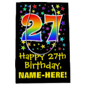 27e verjaardag: Kleurrijke Sterren Patroon & Regen Medium Cadeauzakje (Voorkant)