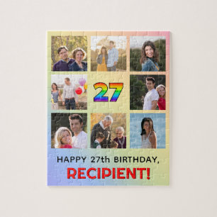 27e Verjaardag: Leuke Regenboog #, Aangepaste Naam Legpuzzel