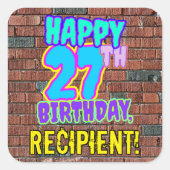 27e verjaardag - Leuke, stedelijke graffiti geïnsp Vierkante Sticker (Voorkant)