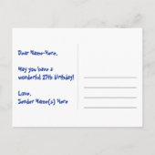 27e Verjaardag: Leuke Sterren Patroon, Regenboog 2 Briefkaart (Achterkant)