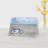 27e verjaardag met een motorfiets kaart (Gele Bloem)
