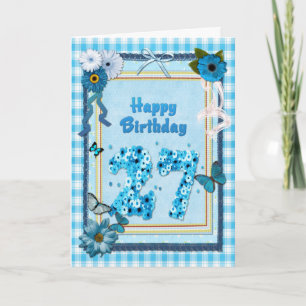 27e verjaardag met een scrapbook-effect kaart
