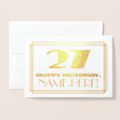 27e verjaardag; naam + Art Deco Geïnspireerd als " Folie Kaarten (Voorkant met envelop)