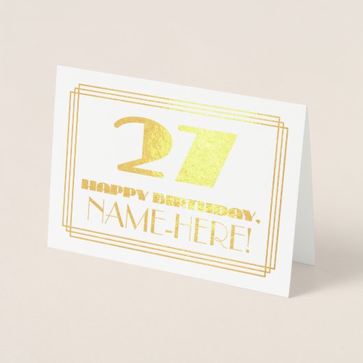 27e verjaardag; naam + Art Deco Geïnspireerd als " Folie Kaarten (Voorkant)