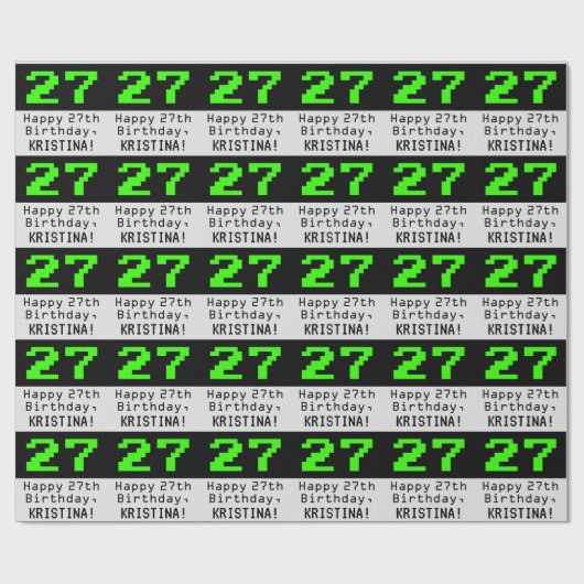 27e verjaardag - Nerdy / Geeky stijl "27" en naam Cadeaupapier (Vlak)