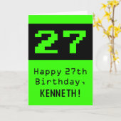 27e verjaardag: Nerdy / Geeky Style "27" en naam Kaart (Gele Bloem)
