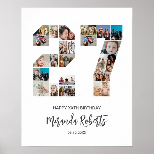 27e verjaardag nummer 27 aangepaste fotocollage poster (Voorkant)