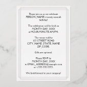 27e verjaardag Partij — Elegant Manuscript + de Na Folie Uitnodiging (Achterkant)