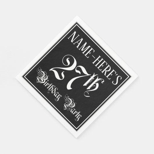 27e verjaardag Partij — Fancy Manuscript + de Naam Servet (Hoek)