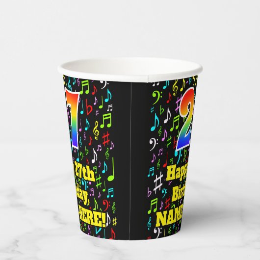 27e Verjaardag: Plezier Muzieknoten Patroon, Regen Papieren Bekers (Rechts)