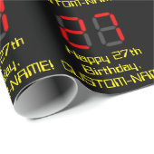 27e verjaardag: Red Digital Clock Style "27" + naa Cadeaupapier (Rol Hoek)
