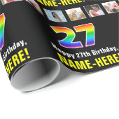 27e Verjaardag: Regenboog "27"; Aangepaste Foto's  Cadeaupapier (Rol Hoek)