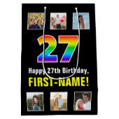 27e verjaardag: Regenboog "27", Aangepaste foto's  Medium Cadeauzakje (Achterkant)