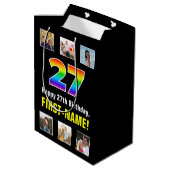 27e verjaardag: Regenboog "27", Aangepaste foto's  Medium Cadeauzakje (Achterkant Gekanteld)