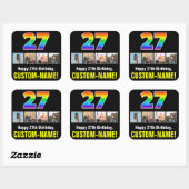 27e Verjaardag: Regenboog "27"; Aangepaste Foto's  Vierkante Sticker (Vel)
