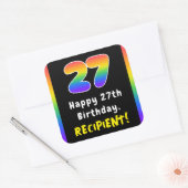 27e verjaardag: Regenboogspectrum # 27, Aangepaste Vierkante Sticker (Envelop)
