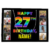 27e Verjaardag: Regenboogtekst, Aangepaste foto's  Groot Cadeauzakje (Achterkant)