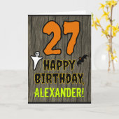 27e verjaardag: Spooky Halloween Theme, Aangepaste Kaart (Gele Bloem)